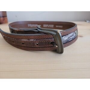 Nocona Mossy Oak Belt Kids Brown Leather Camo Inlay Western‎ Belt Size 26